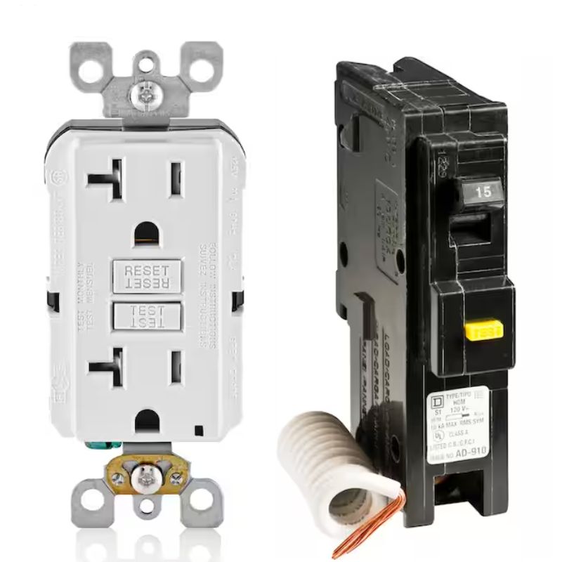 AFCI/GFCI outlet vs. combo breaker—both cut power to prevent shocks, arcs, and fire hazards.